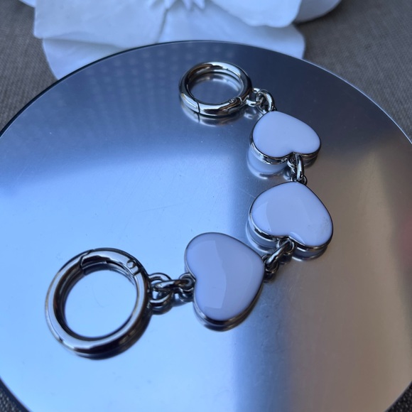 New Silver White Heart Shape Purse Chain Extender - Picture 8 of 10